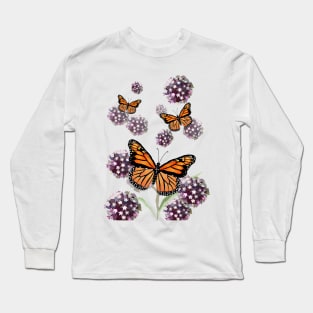 Monarch butterfly and milkweed Long Sleeve T-Shirt